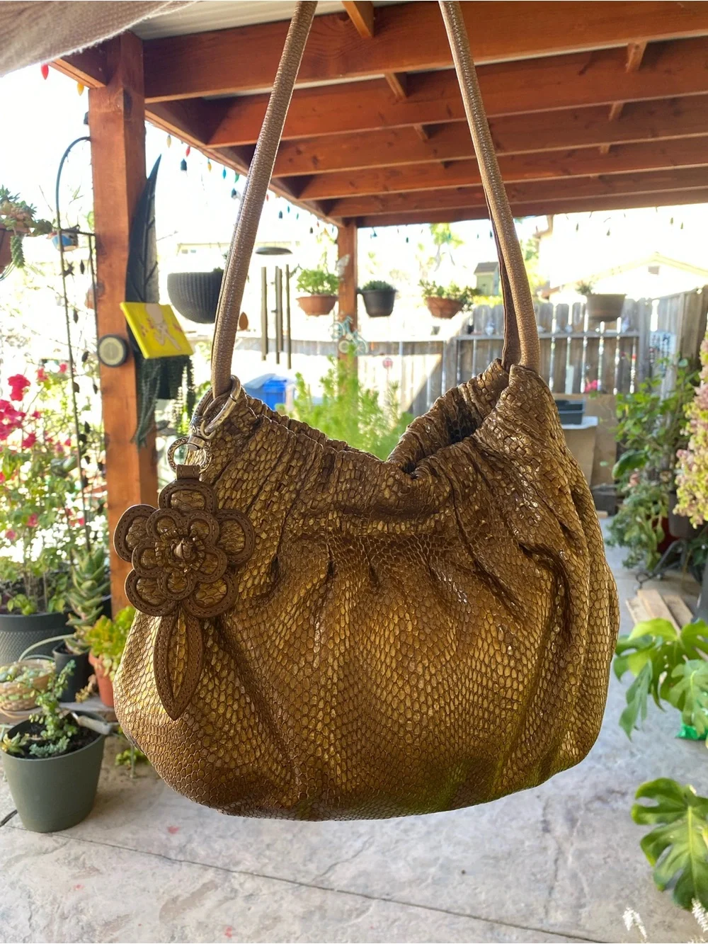 Brighton hobo bag with flower charm